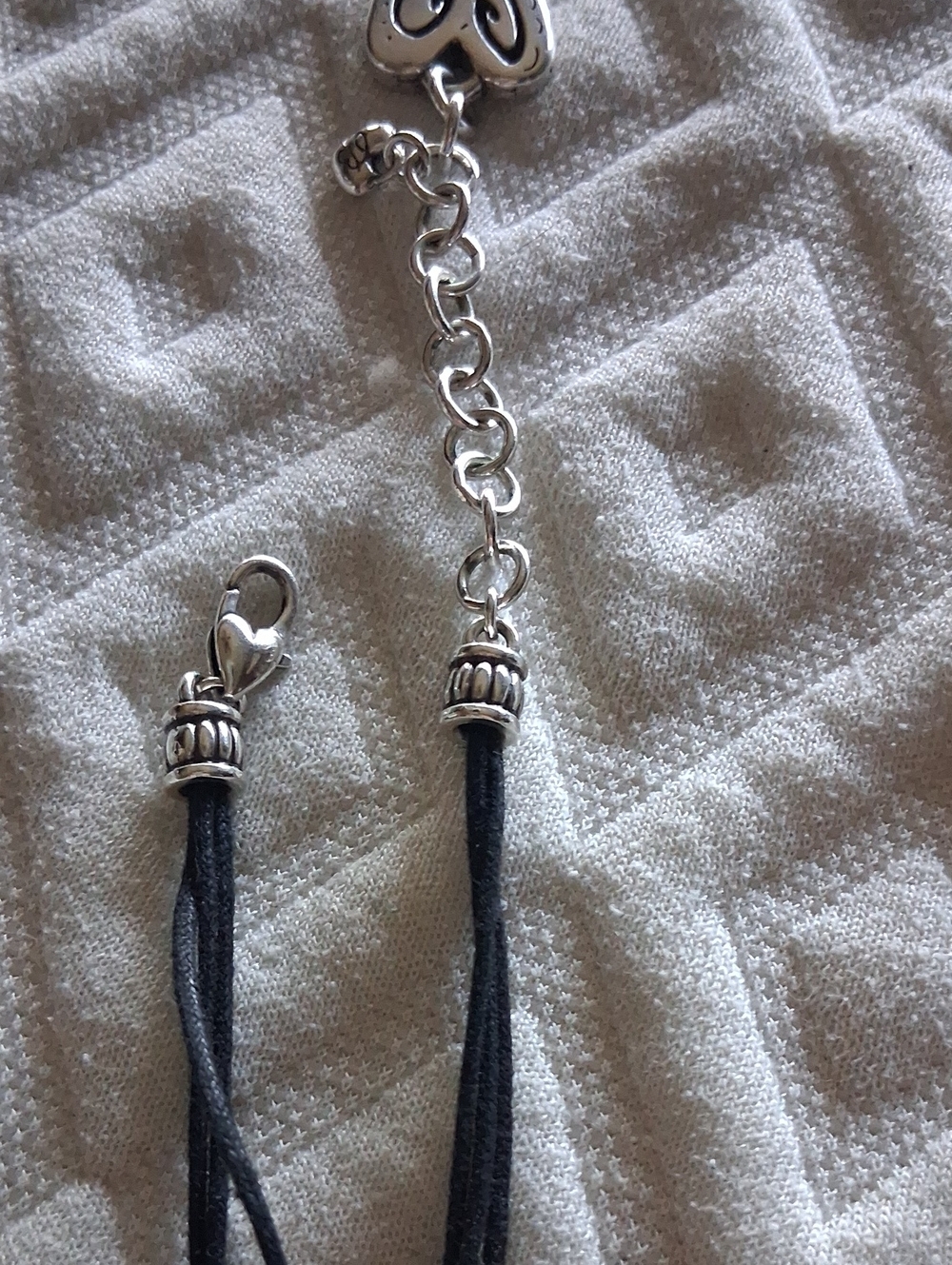 Brighton Silver Heart & Scroll Pendant Necklaces on Black Cord - Picture 3 of 3